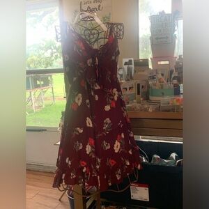 Band of Gypsies Mini Dress Red Burgundy Floral NWT medium